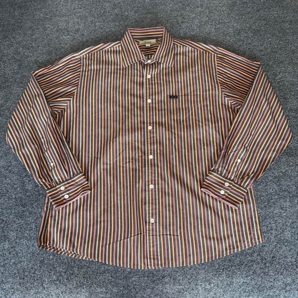 Faconnable Shirt Mens XL Long Sleeve Button Up Striped Cotton‎ Dress Casual